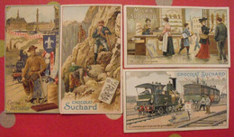 4 Images Chromo Chocolat Suchard. Train Locomotive Lille Boulangerie Escalade. Chromos Image - Suchard