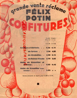 75-PARIS-PUBLICITE FELIX POTIN  CONFITURES CONFITURE ABRICOTS-CERISES MIRABELLES-GROSEILLES -REINES CLAUDE -ANNEES 20 - Werbung