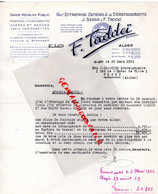 ALGERIE - ALGER- LETTRE J. SERRA & F. TADDEI-ENTREPRISE DEMENAGEMENTS-A J. BRANCHER BD HOTEL VILLE VICHY-1952 - Altri & Non Classificati