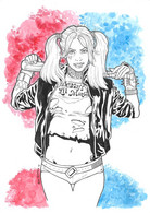 Dessin Original De Rik BENTES - Harley Quinn (DC Comics / Batman) Sexy - Pin-up Format A4 - Platten Und Echtzeichnungen