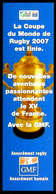 Marque-page Signet : GMF Coupe Du Monde De Rugby 2007 - Marque-Pages