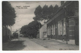 1 Oude Postkaart Zoersel  Aankomst STOOMTRAM  1911   Uitgever Bogaerts - Zoersel