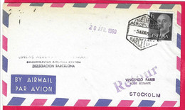 SPAGNA - PRIMO VOLO S.A.S. - BARCELONA - STOCKOLM *5.ABR.1960* SU BUSTA VIA AEREA - Cartas & Documentos