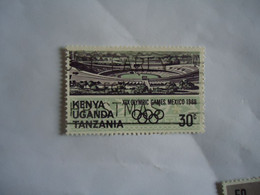 KENYA  UNGADA TANZANIA   USED  STAMPS   OLYMPIC  GAMES   MEXICO  1968 STADIUM   WITH SLOGAN - Kenya, Uganda & Tanzania