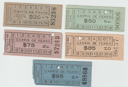 Portugal -  Carris De Ferro De Lisboa   Tramway Tickets 1930's - Europe