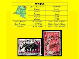 (°) BELGIAN CONGO / CONGO BELGE =  WATSA CANCELATION STUDY = 2 STAMPS COB 261 + 357 [B] - Plaatfouten En Curiosa