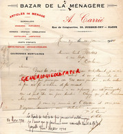 ALGERIE - ALGER- RARE LETTRE  A. CARRIE-BAZAT MENAGERE-DROGUERIE -RUE CONSTANTINE 39- HUSSEIN DEY-1924 - Otros & Sin Clasificación