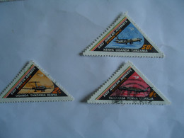 KENYA  UNGADA TANZANIA  3 USED  STAMPS  AIRPLANES   WITH POSTMARKS - Kenya, Ouganda & Tanzanie