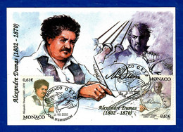 Monaco 2002  Mi.Nr. 2615 / 16 , Alexandre Dumas Pére - Maximum Card - Monaco 01.VII.2002 - Ecrivains