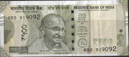 INDIA 2016 Rs. 500.00 Rupees Note "FADED 500 & DOUBBLEING In FACE Of GANDHI" USED 100% Genuine Guaranteed As Per Scan - Inde