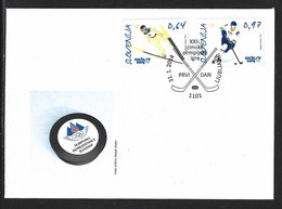SLOVENIE. Timbres De 2014 Sur Enveloppe 1er Jour. J.O. De Sotchi/Hockey Sur Glace/Saut à Skis. - Inverno 2014: Sotchi