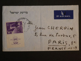 M 31 ISRAEL NICE  LETTER RR 1953  PAR AVION HAIPA  A PARIS FRANCE ++TP AVEC TAB UPU  + AFFRANCH. INTERESSANT ++. - Storia Postale