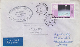 British Antarctic Territories (BAT) Ca RRS John Biscoe Cover Ca BAT Faraday 3 JA 1983 (TB186A) - Storia Postale