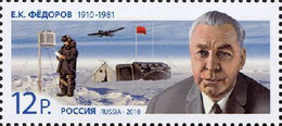 Russia 2010 100th Of Academician Yevgeny Fyodorov Polar Explorer Stamp Mint - Scientific Stations & Arctic Drifting Stations