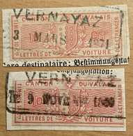 Fiskalmarken Wallis - Canton Du Valis Lettres De Voiture, Revenue Stamp Switzerland - Fiscaux