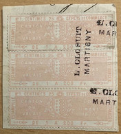 Ausschnitt Fiskalmarken Wallis,Canton Du Valais, Estampille De L'Etranger, Effets De Commerce, Revenue Stamp Switzerland - Revenue Stamps