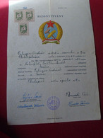 DEL013.29   Old Document -Certificate -  1951 Hungary Romania  BIKFALVA - Pulugor András -   Háromszék  -revenue Stamps - Fiscaux