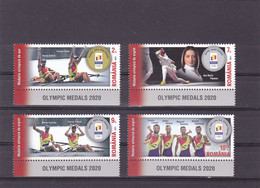 Romania Rumänien MNH ** Olympic Medals Tokio 2020 - 2021 Set With Tabs In English Langue! - Ongebruikt