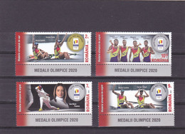 Romania Rumänien MNH ** Olympic Medals Tokio 2020 - 2021 Set With Tabs In Romanian Langue! - Unused Stamps