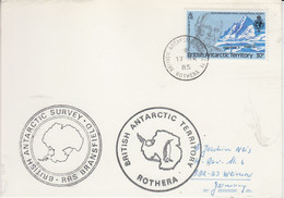 British Antarctic Territory (BAT) Card Ca RRS Bransfield Ca BAT Rothera 17 MR 1985 (TB193) - Briefe U. Dokumente