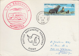 British Antarctic Territory (BAT) Card Ca HMS Endurance Ca BAT Signy JA 2 1986 (TB194) - Lettres & Documents