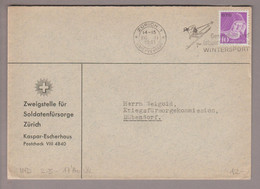 CH Portofreiheit Zu#15z 10Rp. GR#878 Brief 1941-02-20 Zürich Soldatenfürsorge Zürich - Portofreiheit