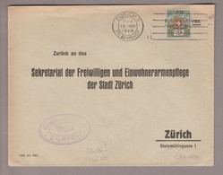 CH Portofreiheit Zu#9 10Rp. GR#838 Brief 1926-08-13 Zürich Städtisches Krankenheim Wald (360Stk.10Rp.) - Franchise