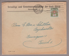 CH Portofreiheit Zu#9 10Rp. GR#897 Brief 1926-09-06 Zürich Freiwillige Und Einwohnerarmenpflege Zürich Stadt - Franchise