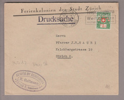 CH Portofreiheit Zu#11A 5Rp. GR#923 Brief 1930-10-19 Zürich Ferienkolonien Der Stadt Zürich - Franchise