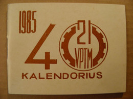 Rare Promotional Calendar 9x11,5cm Lithuania 1985 VPTM Tirage 3 000ex. Only! Vilnius Vocational Technical School - Grand Format : 1981-90