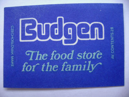 Budgen - The Food Store For The Family - 28 Matches - Matchbox Label (5 X 3,4 Cm) Czechoslovakia Export UK - Zündholzschachteletiketten