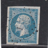 France -  Année 1853/62 - N°YT 14A - Type Empire - Oblitéré - Nuance Bleu - 1853-1860 Napoleone III