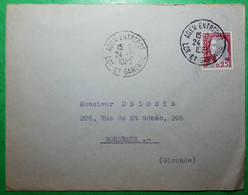 N°1263 MARIANNE DE DECARIS OBLITERATION AGEN ENTREPOT LOT ET GARONNE POUR BORDEAUX GIRONDE 1963 LETTRE COVER FRANCE - 1960 Marianne (Decaris)