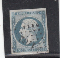 France -  Année 1853/62 - N°YT 14Af - Type Empire - Oblitéré PC - Nuance Bleu Laiteux - 1853-1860 Napoléon III.