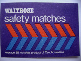 WAITROSE Safety Matches - 30 Matches - Matchbox Label (5 X 3,4 Cm) Czechoslovakia Export UK - Zündholzschachteletiketten