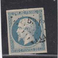 France -  Année 1853/62 - N°YT 14Am - Type Empire - Oblitéré Ambulant - Nuance Bleu Laiteux S.vert - 1853-1860 Napoleone III