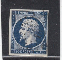 France -  Année 1853/62 - N°YT 14Ab - Type Empire - Oblitéré Ambulant - Nuance Bleu Foncé - 1853-1860 Napoléon III.