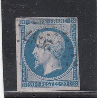 France -  Année 1853/62 - N°YT 14Bb- Type Empire - Oblitéré PC - Nuance Bleu S.lilas - Signé - 1853-1860 Napoléon III