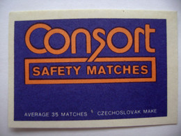 CONSORT Safety Matches - 35 Matches - Matchbox Label (5 X 3,4 Cm) Czechoslovakia Export UK - Zündholzschachteletiketten