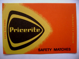 PRICERITE Safety Matches - 33 Matches - Matchbox Label (5 X 3,4 Cm) Czechoslovakia Export UK - Zündholzschachteletiketten