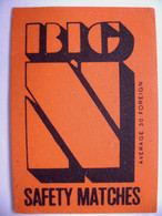 BIG N Safety Matches - 30 Matches - Matchbox Label (5 X 3,4 Cm) Czechoslovakia Export UK - Zündholzschachteletiketten