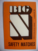 BIG N Safety Matches - 38 Matches - Matchbox Label (5 X 3,4 Cm) Czechoslovakia Export UK - Zündholzschachteletiketten