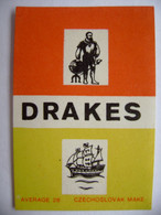 DRAKES - 28 Matches - Matchbox Label (5 X 3,4 Cm) Czechoslovakia Export UK - Zündholzschachteletiketten