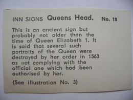 INN SIGNS No. 18 - Queens Head - Back Matchbox Label (5,5 X 3,5 Cm) Czechoslovakia Export UK - Zündholzschachteletiketten