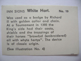 INN SIGNS No. 19 - White Hart - Back Matchbox Label (5,5 X 3,5 Cm) Czechoslovakia Export UK - Zündholzschachteletiketten