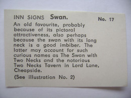 INN SIGNS No. 17 - Swan - Back Matchbox Label (5,5 X 3,5 Cm) Czechoslovakia Export UK - Zündholzschachteletiketten