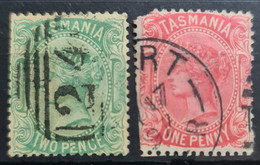 TASMANIA 1870/76 - Canceled - Sc# 48, 53 - Used Stamps