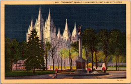 Utah Salt Lake City The Mormon Temple Illuminated Curteich - Salt Lake City