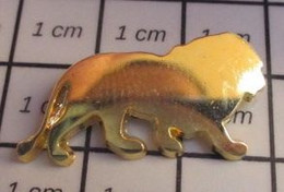 810F Pin's Pins / Beau Et Rare / ANIMAUX / SILHOUETTE DE LION METAL JAUNE - Animaux