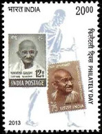 India 2013 PHILATELY DAY, MAHATMA GANDHI, STAMP ON STAMPS 1v Stamp MNH, As Per Scan - Autres & Non Classés